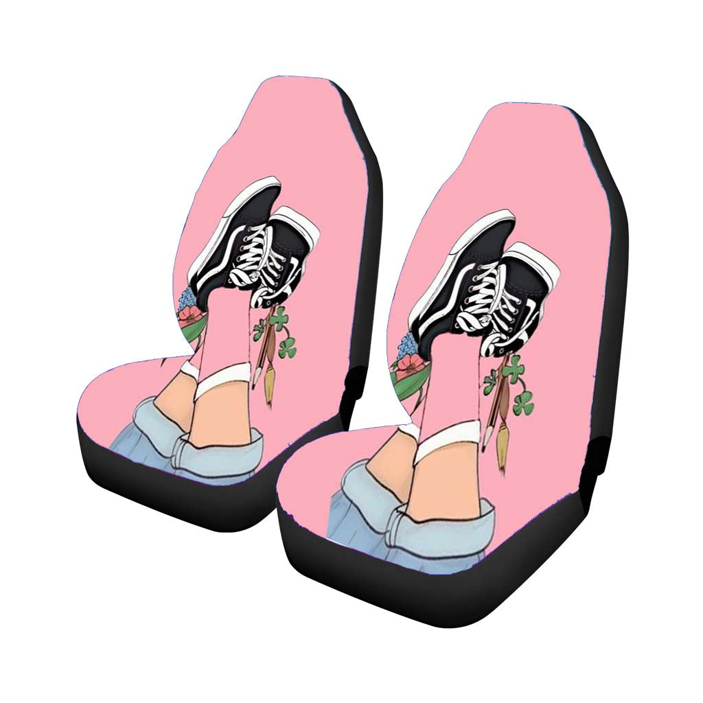 Old Skool Vans Shoes Pink Socks Flower Art car Seat Covers