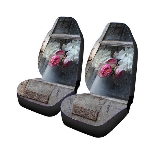 Old Window With Flowers Car Seat Covers Universal Fit