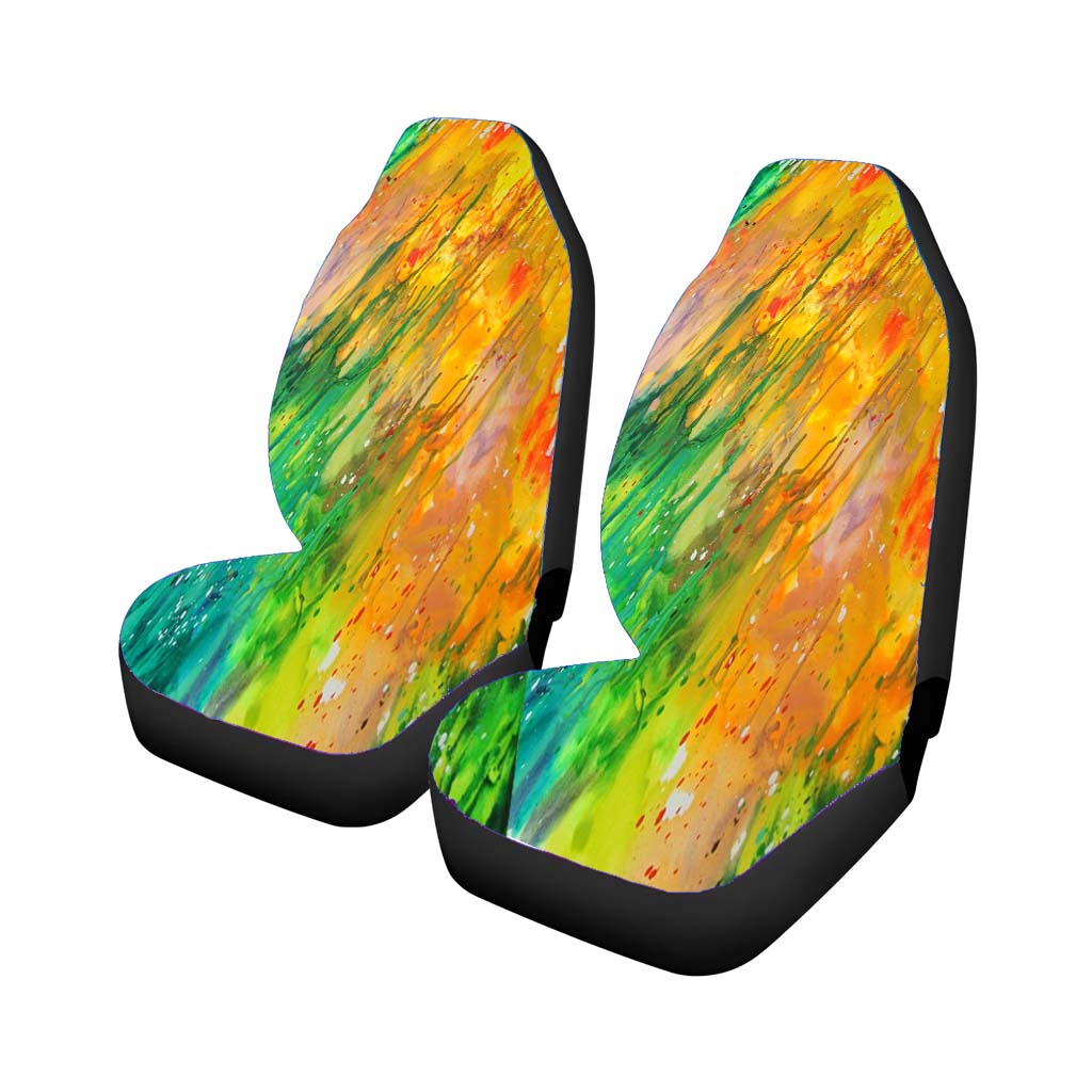 Orange And Green Crayon Abstract Painting Melted car Seat Covers