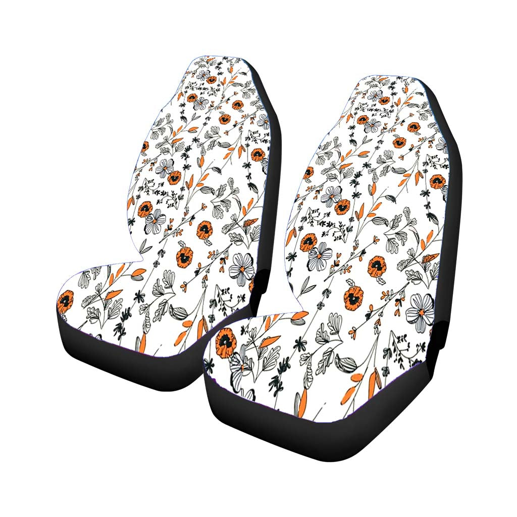 Orange Flower Pattern car Seat Covers