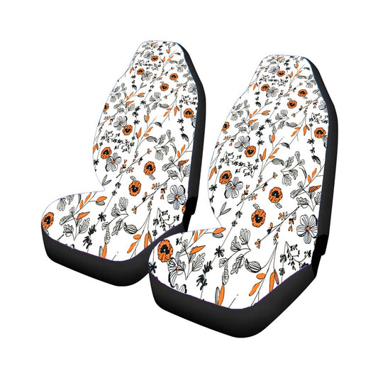 Orange Flower Pattern Universal Fit Car Seat Covers