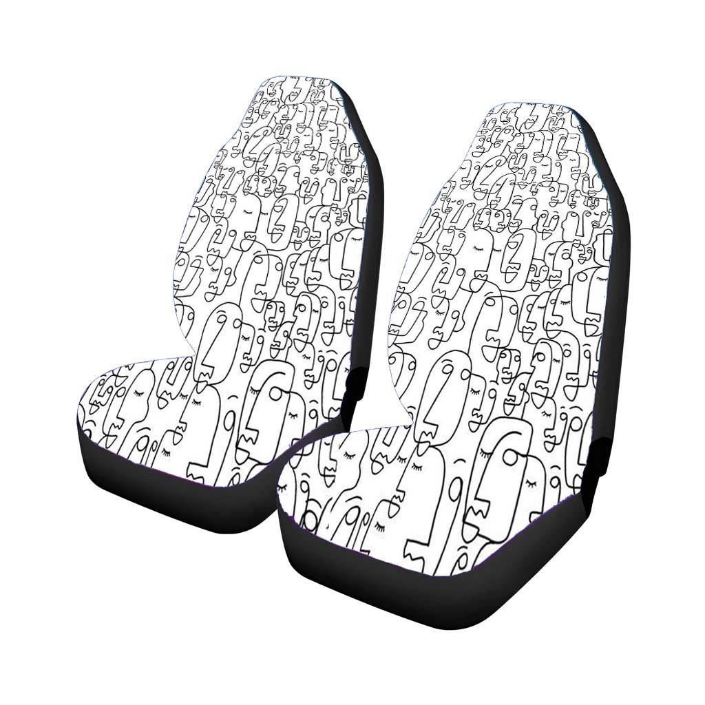 Pattern Face Line Art Abstract car Seat Covers