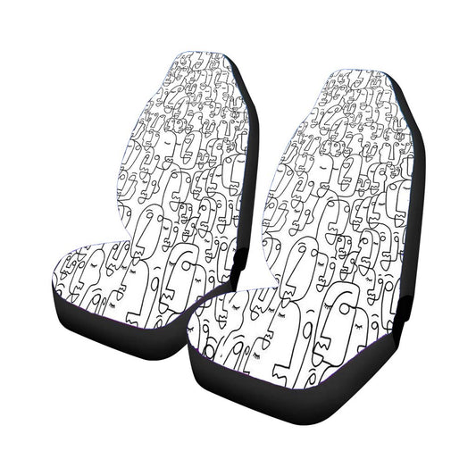 Pattern Face Line Art Abstract Universal Fit Car Seat Covers