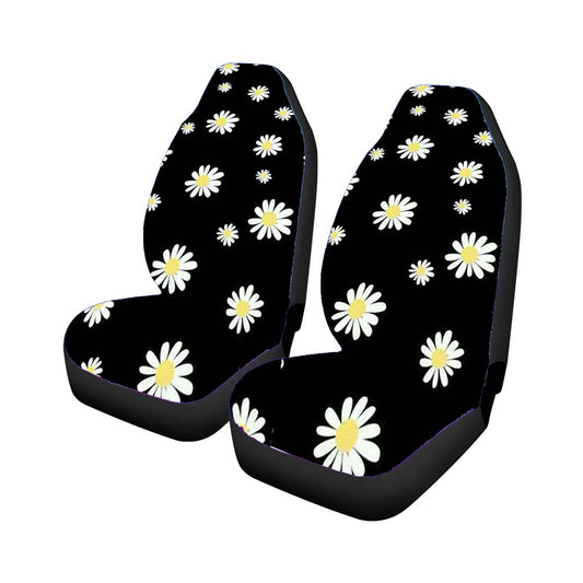 Pattern Flowers In Black Background Universal Fit Car Seat Covers