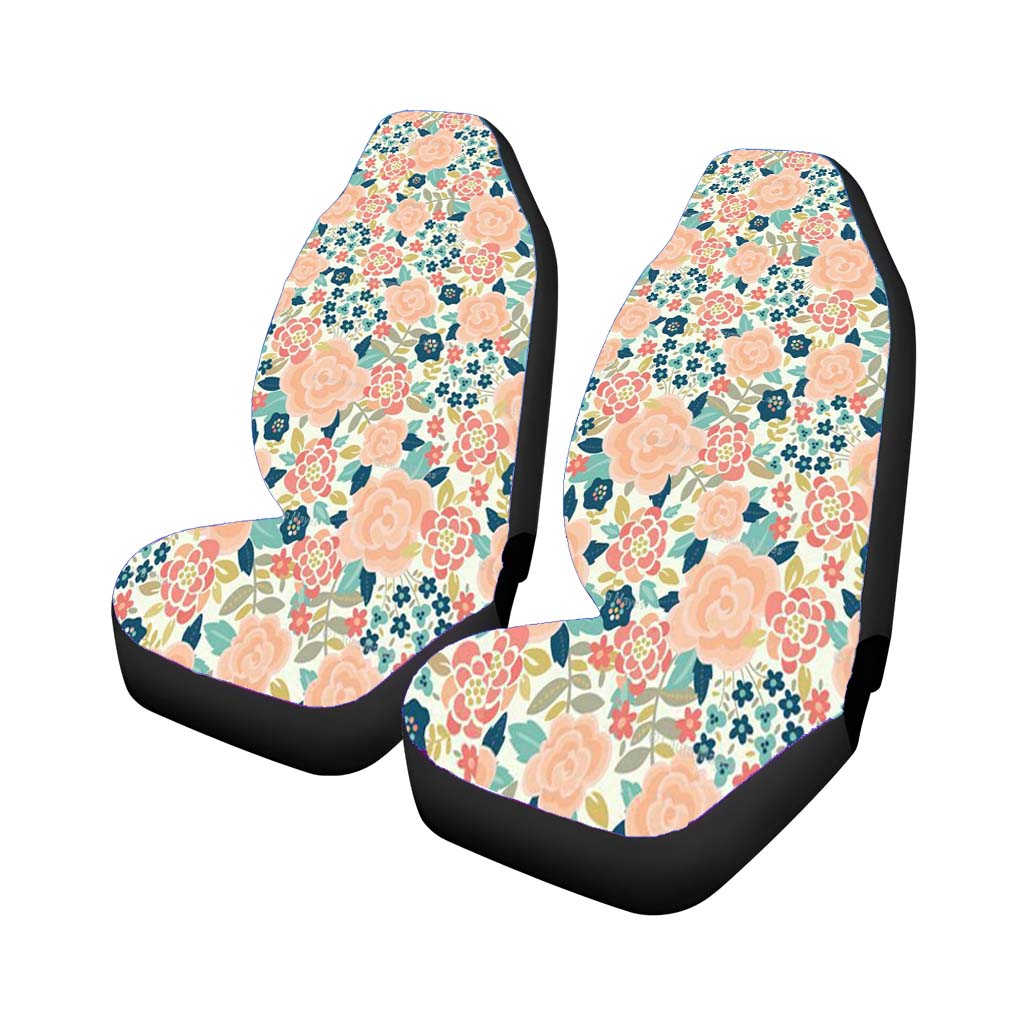 Peach And Coral Floral Fabric car Seat Covers