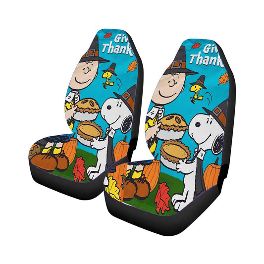 Peanuts Charlie Brown And Snoopy Thanksgiving Universal Fit Car Seat Covers