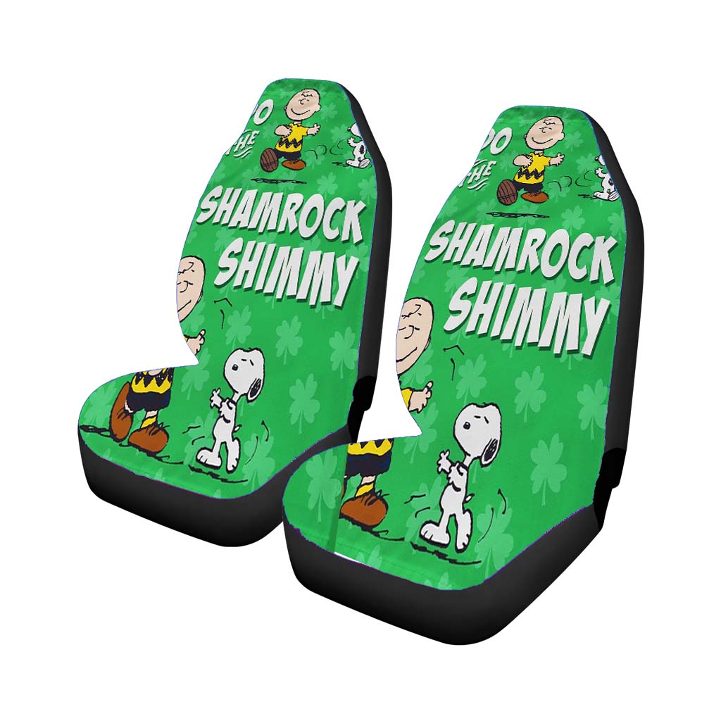Peanuts Snoopy And Charlie Brown Shamrock car Seat Covers