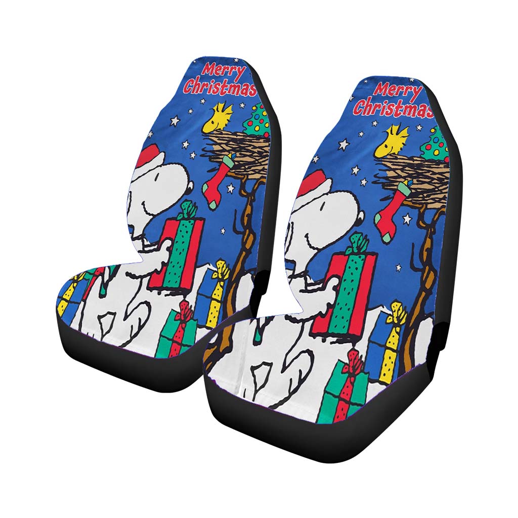Peanuts Snoopy And Woodstock Christmas 2 car Seat Covers