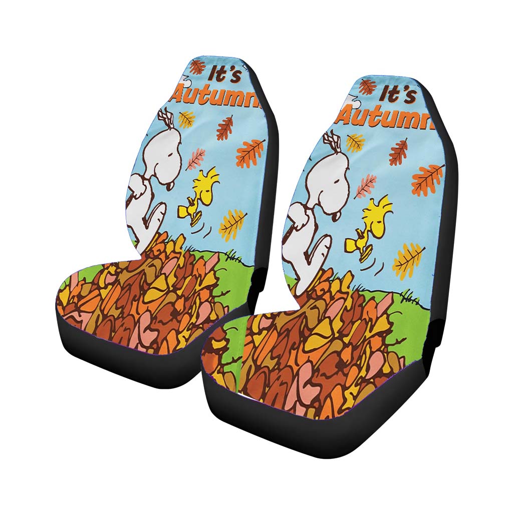 Peanuts Snoopy Fall Flag Snoopy And Woodstock Autumn car Seat Covers