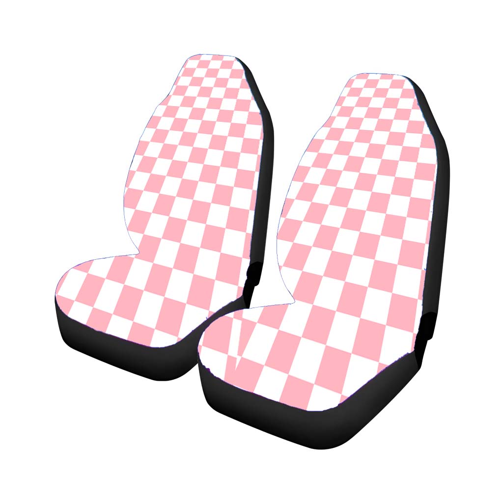 Pink Checkered Vans Shoes car Seat Covers
