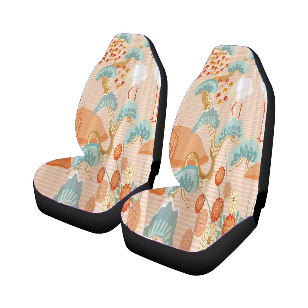 Pink Japanese Crane Art car Seat Covers