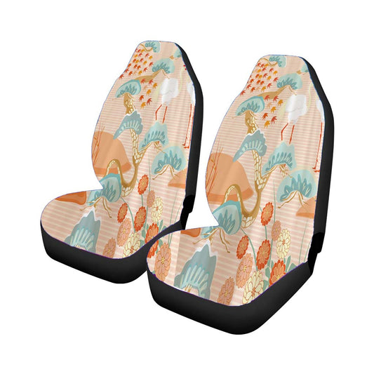 Pink Japanese Crane Art Universal Fit Car Seat Covers
