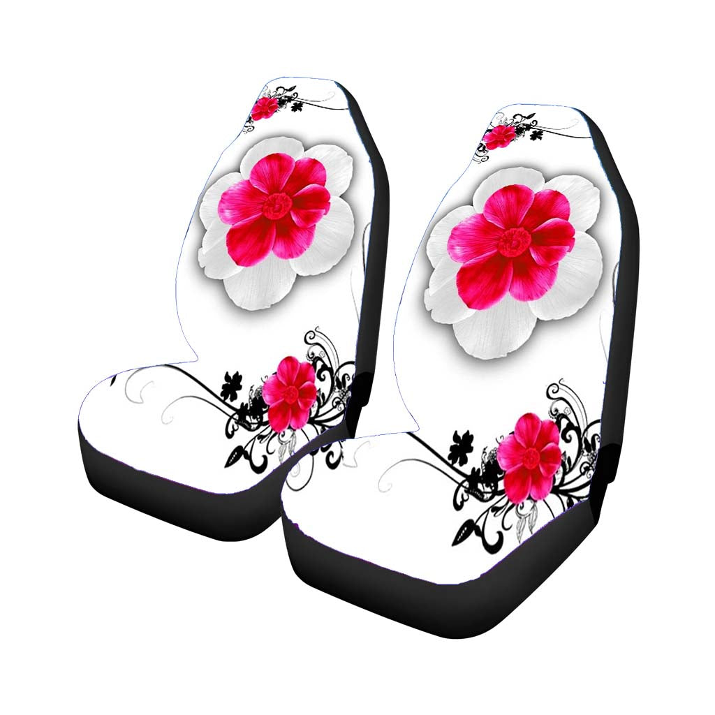 Pink White Flower car Seat Covers