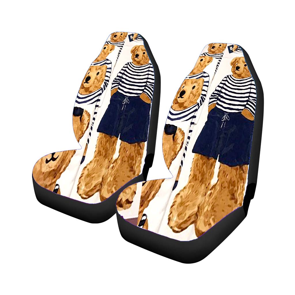 Polo Bear Pattern Blue White Stripe car Seat Covers