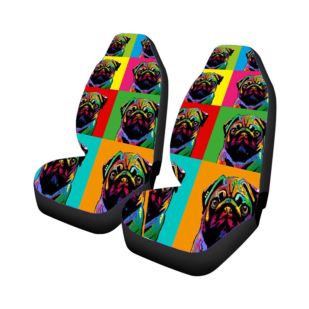 Portrait Pug Dog Face Pop Art Cute Face Pattern car Seat Covers