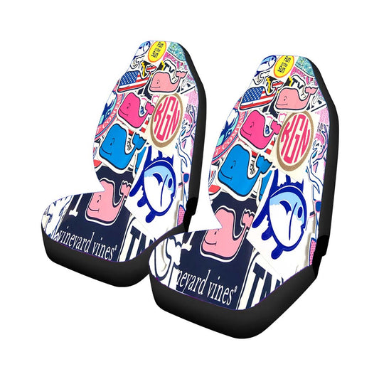 Preppy Vineyard Vines Whale Sticker Car Seat Covers Universal Fit