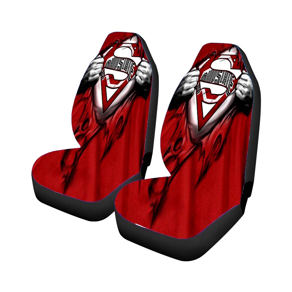 Red Ohio State Heroes car Seat Covers