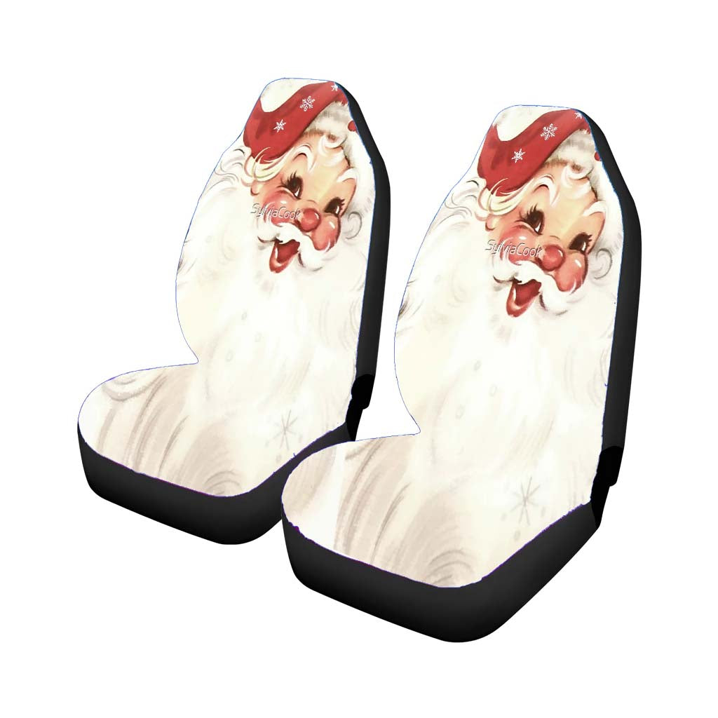Red Retro Vintage Santa car Seat Covers