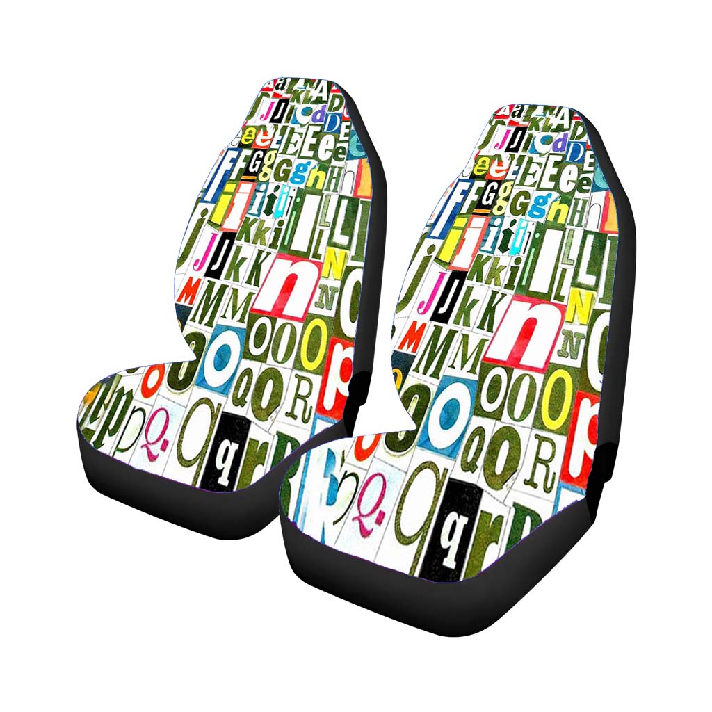 Retro Alphabet Green Collage car Seat Covers