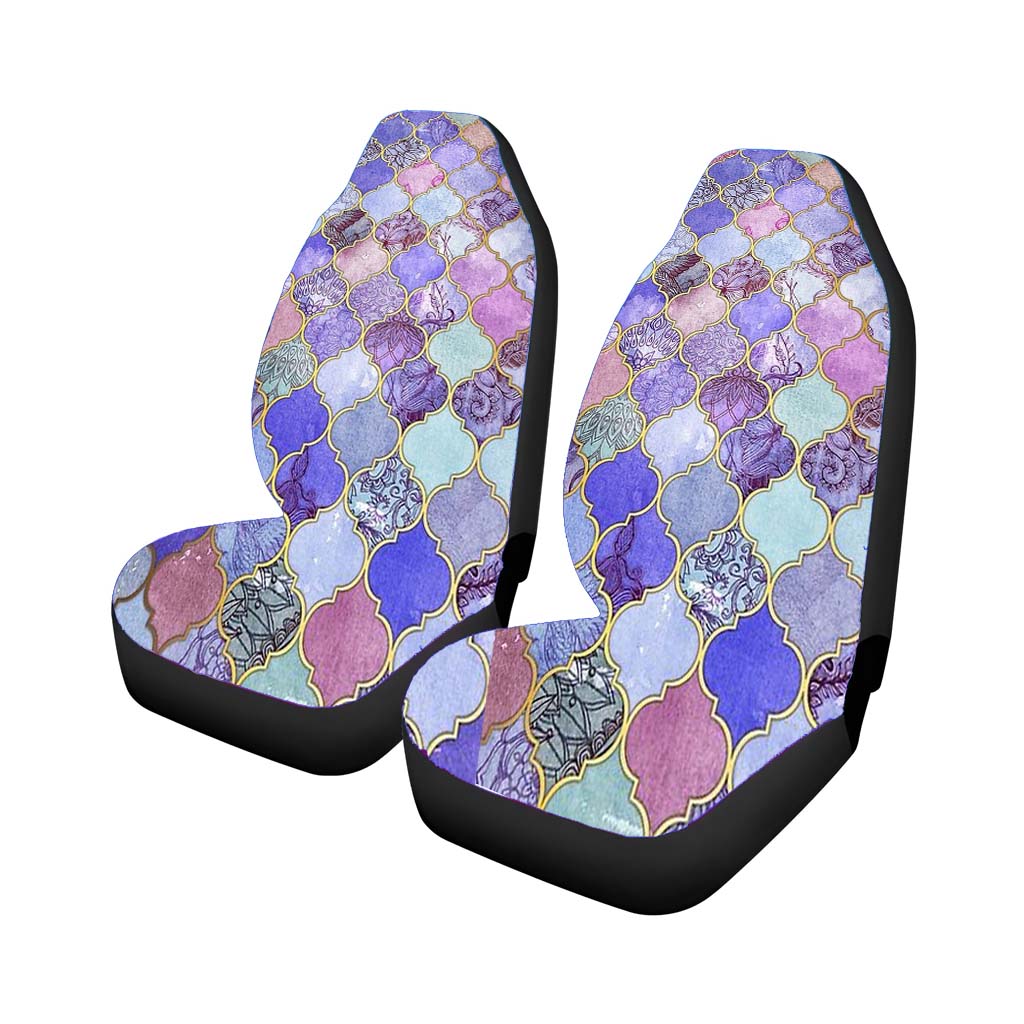 Royal Purple Mauve Indigo Moroccan Tile Pattern car Seat Covers