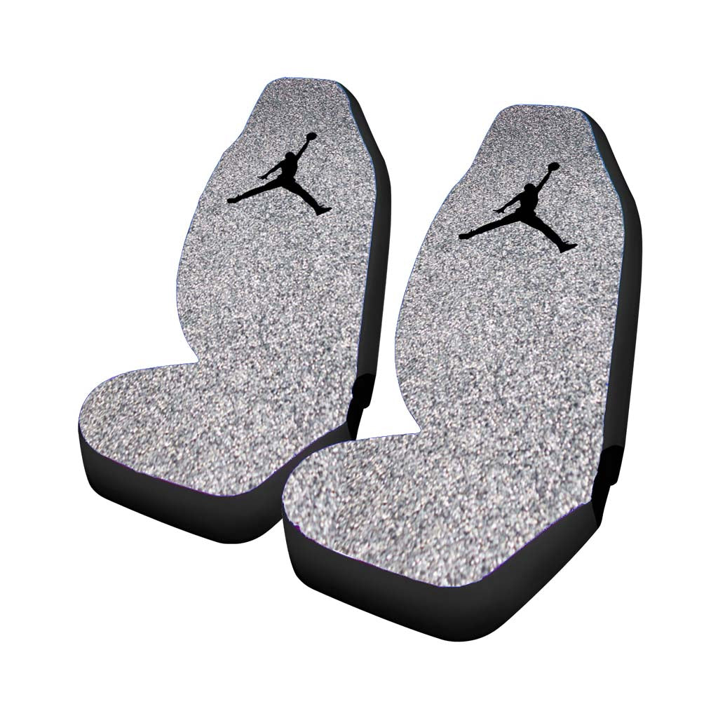 Silver Glitter Air Jordan Logo car Seat Covers