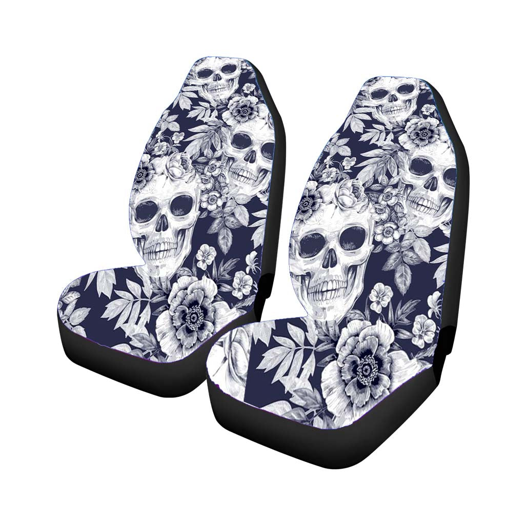 Skull Pattern On Grey Forest car Seat Covers