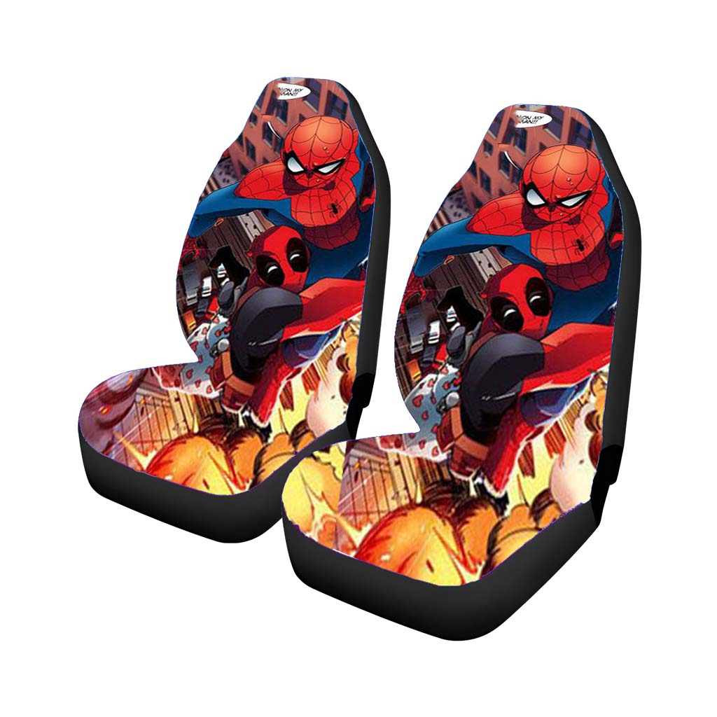 Spiderman And Deadpool Funny car Seat Covers