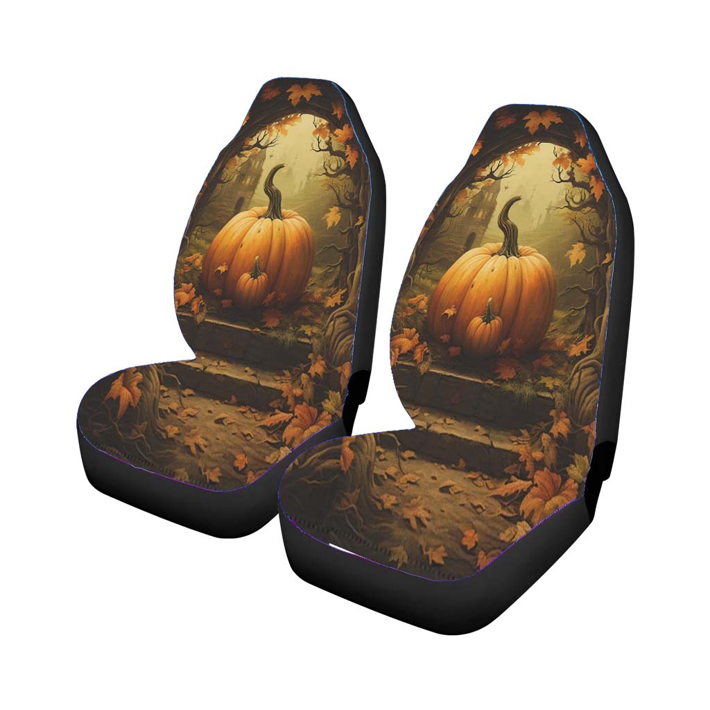 Spooky Whimsical Moody Pumpkin car Seat Covers