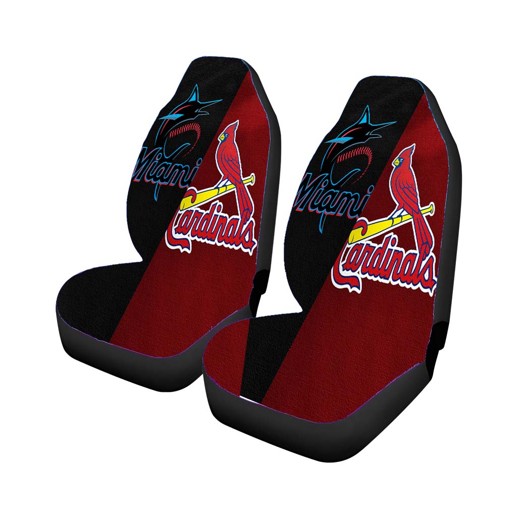 St Louis Cardinals X Miami Marlins Emblem car Seat Covers