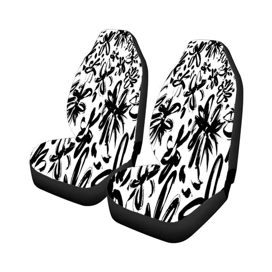 Subtle Painted Flowers Black And Whit Car Seat Covers Universal Fit