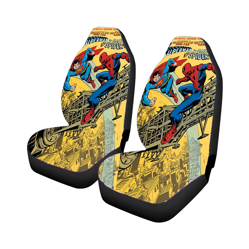 Superman Vs Spiderman Vintage Story Book Cover car Seat Covers