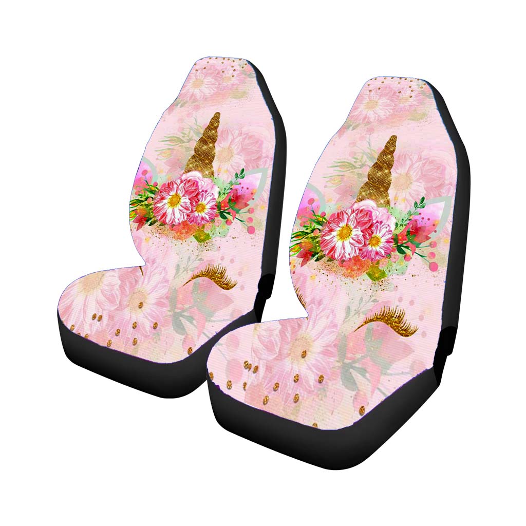Unicorn Clipart Pink Flower car Seat Covers