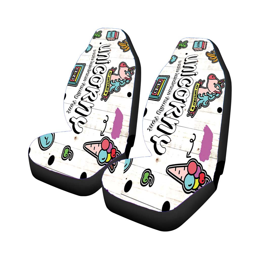 Unicorny Clip Art Handrawn Font car Seat Covers