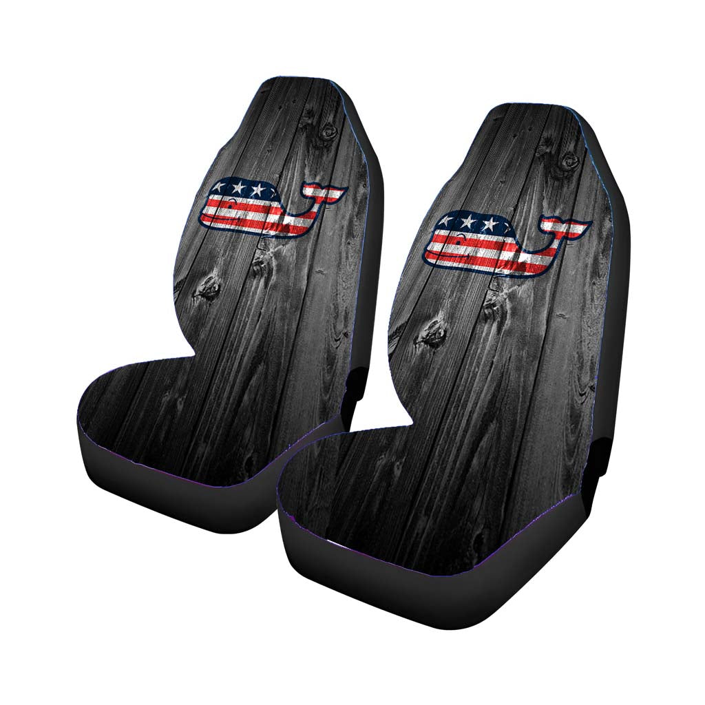 Us Flag Vineyard Vines Whale Logo Dark Wood car Seat Covers
