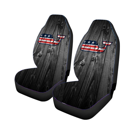 Us Flag Vineyard Vines Whale Logo Dark Wood Car Seat Covers Universal Fit
