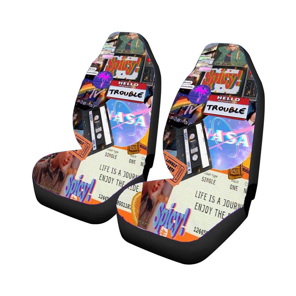 Vhs 80S Vintage Collage Pattern car Seat Covers
