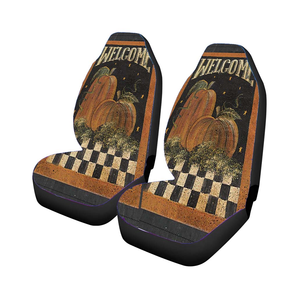Welcome Pumpkins Primitive car Seat Covers