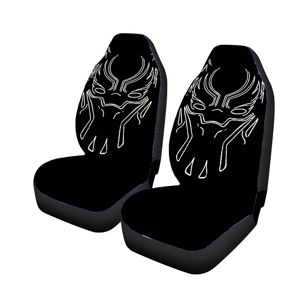White Line Mask Black Panther car Seat Covers