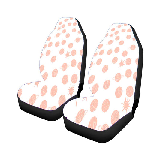White Peach Planet Pattern Doodle Car Seat Covers