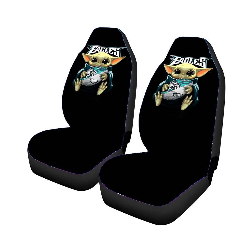baby yoda hug philadelphia eagles mandalorian Car Seat Covers