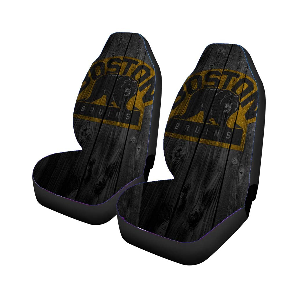 boston bruins logo dark wood wallpaper Car Seat Covers