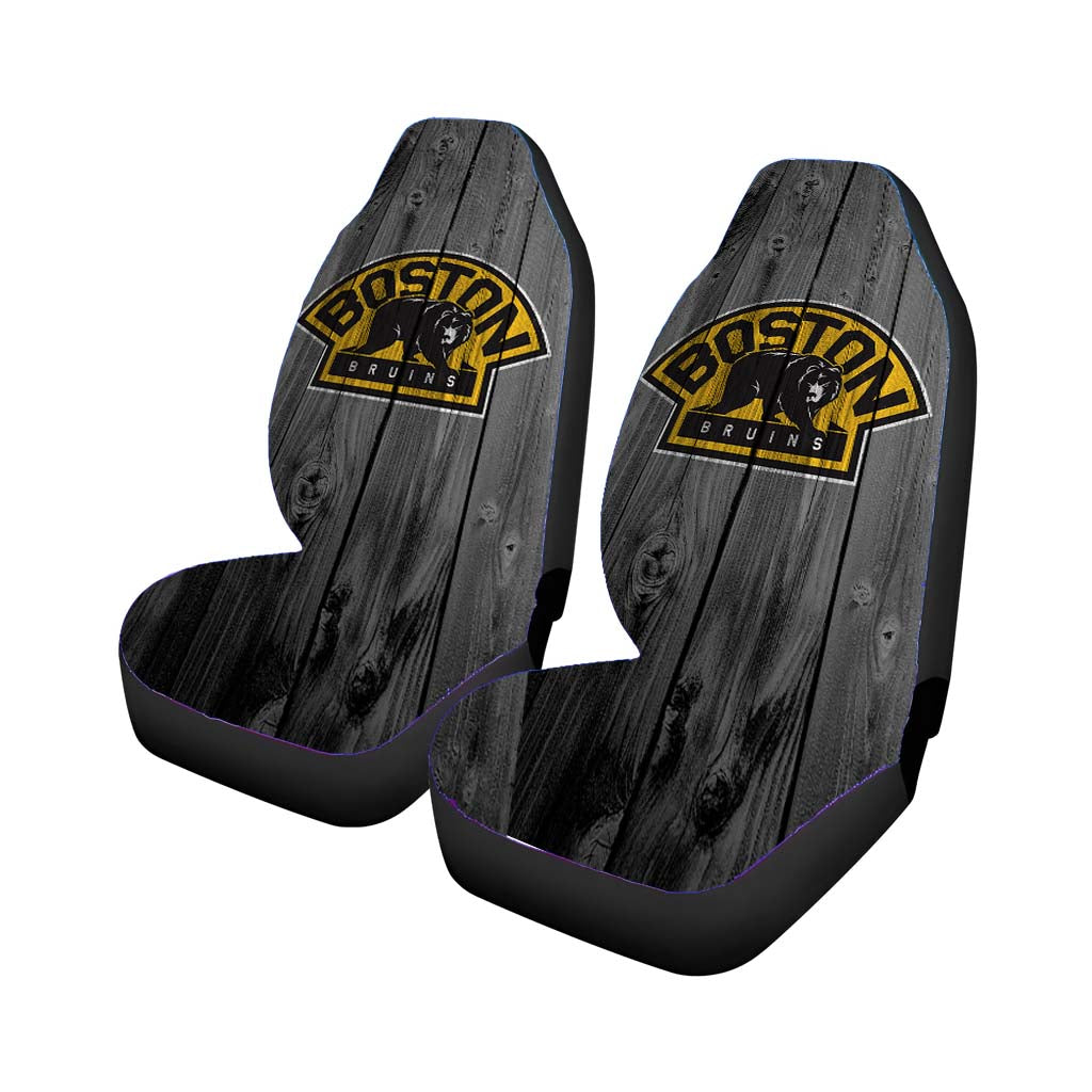 boston bruins nhl logo dark wood wallpaper Car Seat Covers