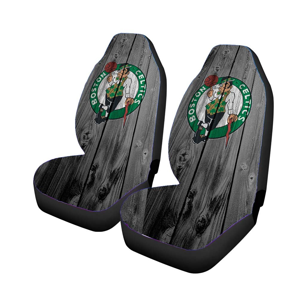 boston celtics nba logo dark wood wallpaper Car Seat Covers
