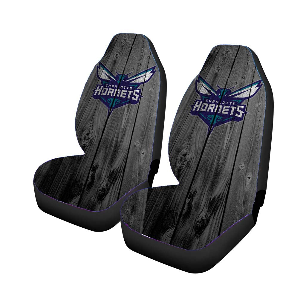 charlotte hornets nba logo dark wood wallpaper Car Seat Covers