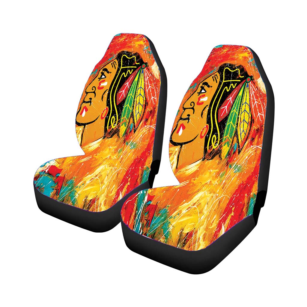 chicago blackhawks abstract art Car Seat Covers