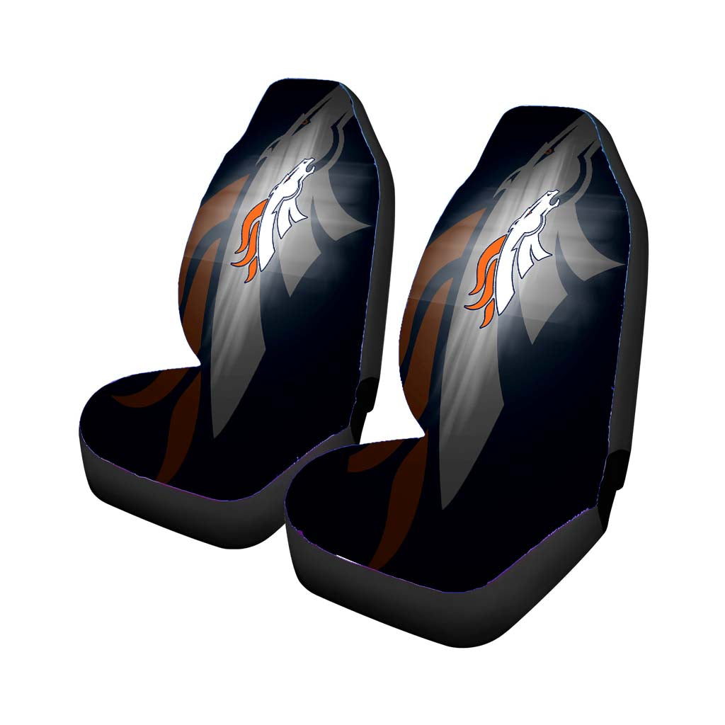 denver broncos emblem and silhouette flag Car Seat Covers