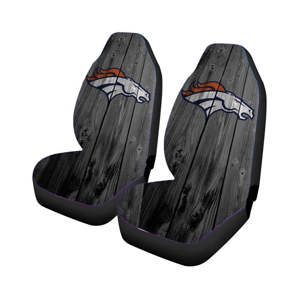 denver broncos nfl logo dark wood wallpaper Car Seat Covers