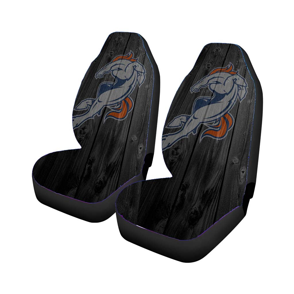 denvers broncos logo dark wood wallpaper Car Seat Covers