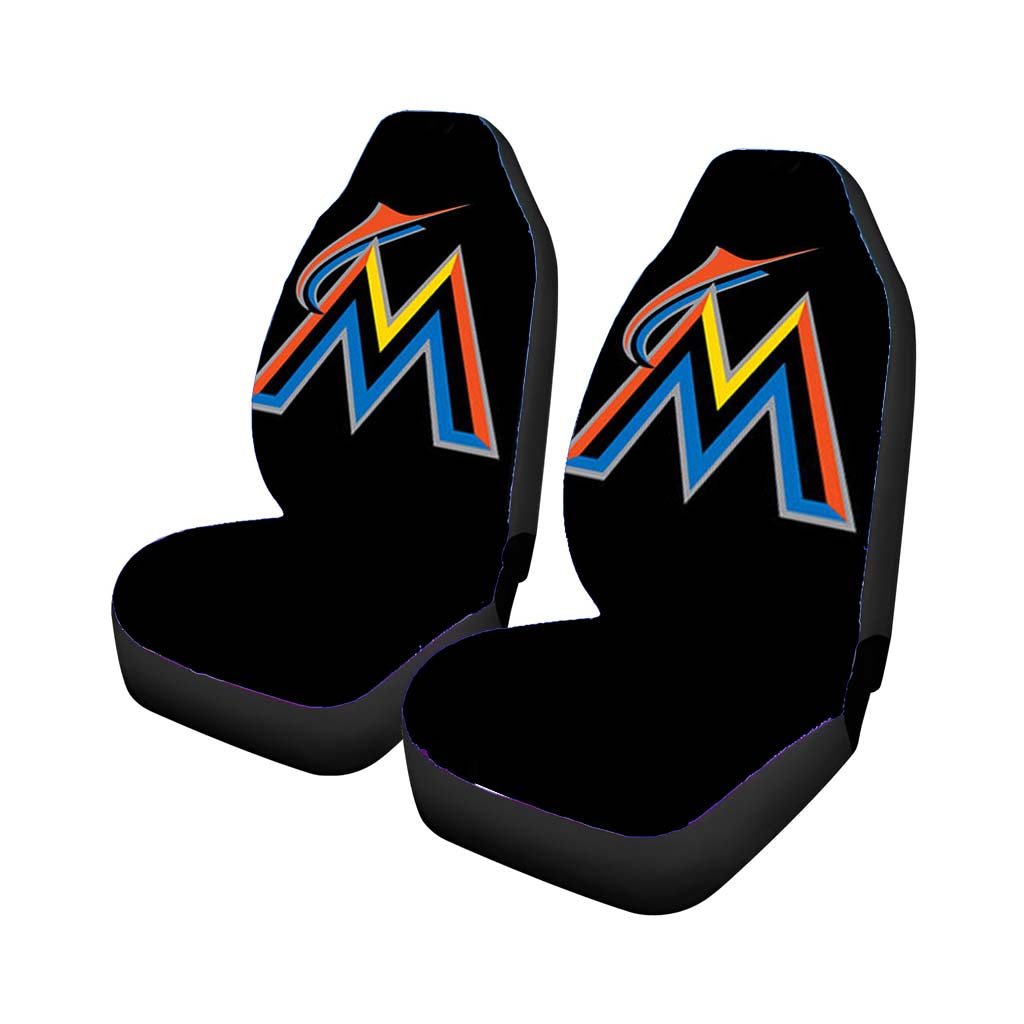miami marlins baseball logo black Car Seat Covers