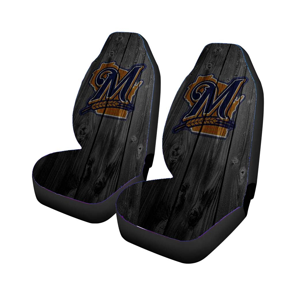 michigan logo dark wood wallpaper Car Seat Covers